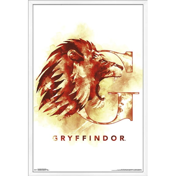 The Wizarding World: Harry Potter - Gryffindor Illustrated House Logo Wall Poster, 22.375" x 34", Framed