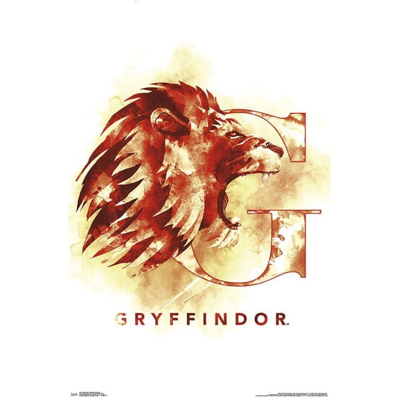 The Wizarding World: Harry Potter - Gryffindor Illustrated House Logo Wall Poster, 22.375" x 34"