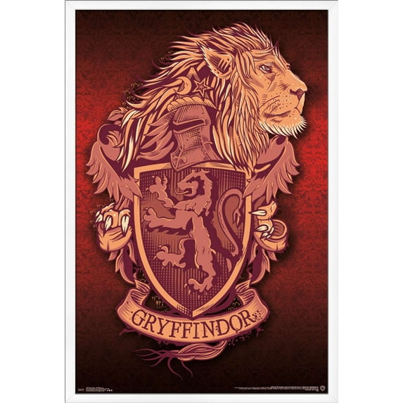 The Wizarding World: Harry Potter - Gryffindor Lion Crest Wall Poster, 22.375" x 34", Framed