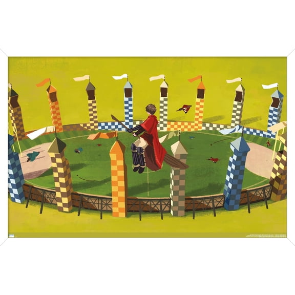 The Wizarding World: Harry Potter - Harry Quidditch Wall Poster, 22.375" x 34" Framed