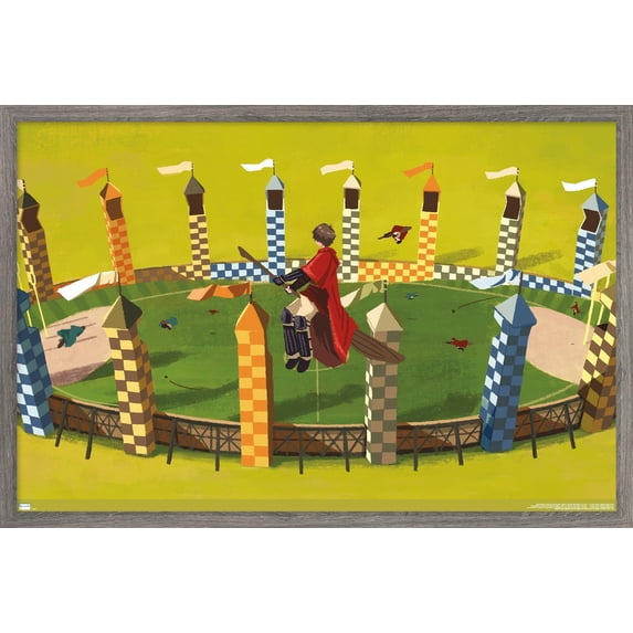 The Wizarding World: Harry Potter - Harry Quidditch Wall Poster, 22.375" x 34" Framed