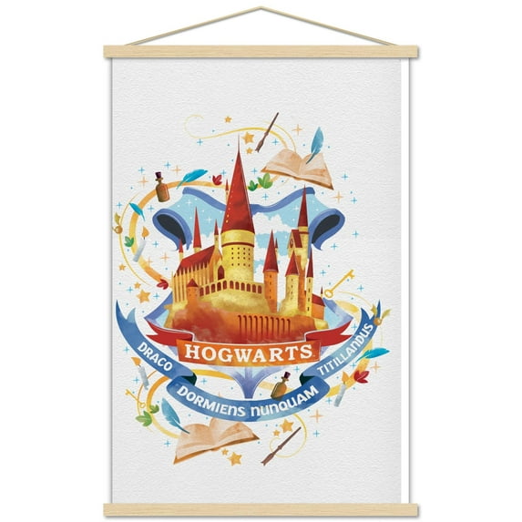 The Wizarding World: Harry Potter - Hogwarts Castle Charm Wall Poster with Wooden Magnetic Frame, 22.375" x 34"