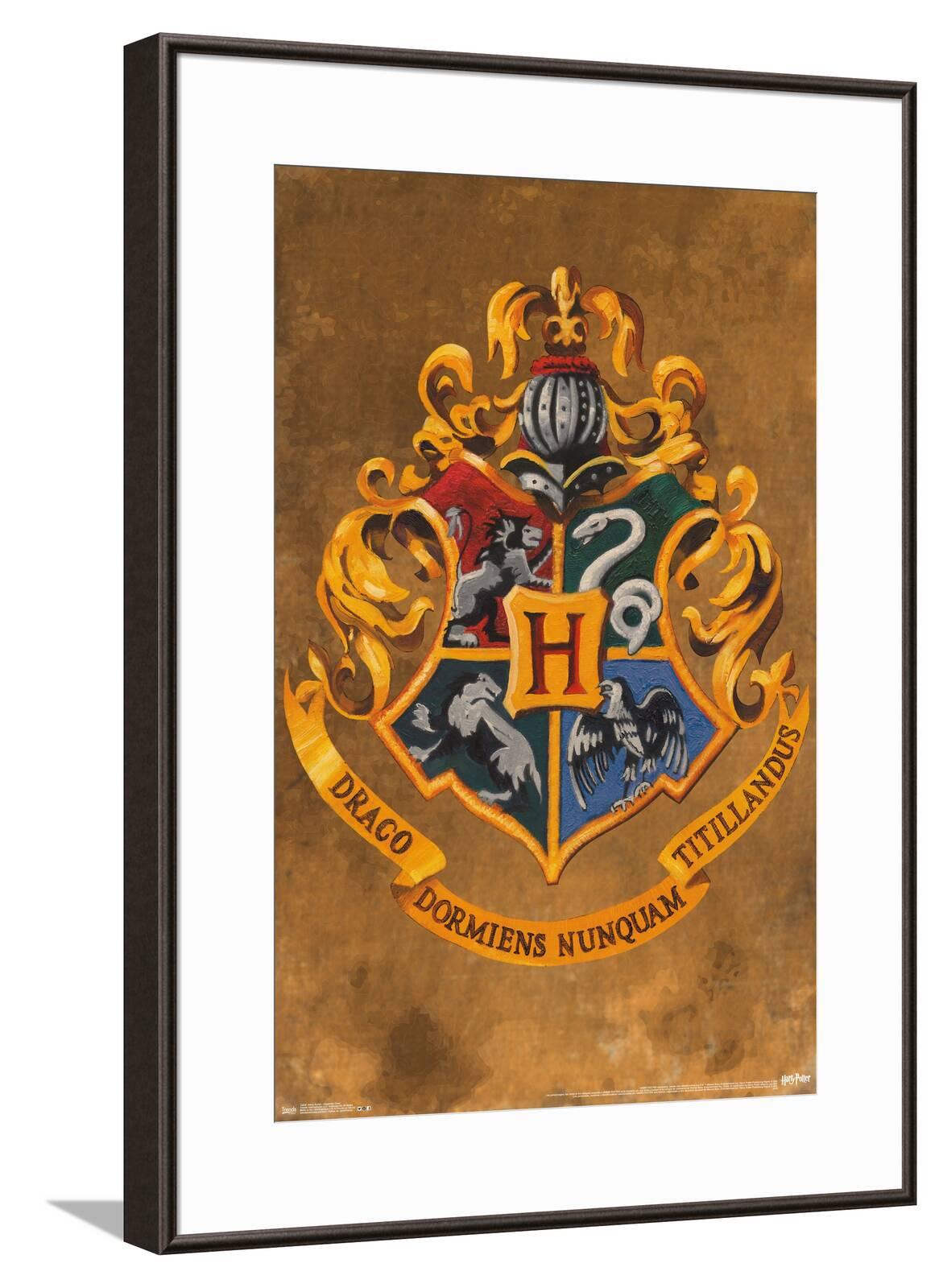 The Wizarding World: Harry Potter - Hogwarts Crest Canvas Wall Poster ...
