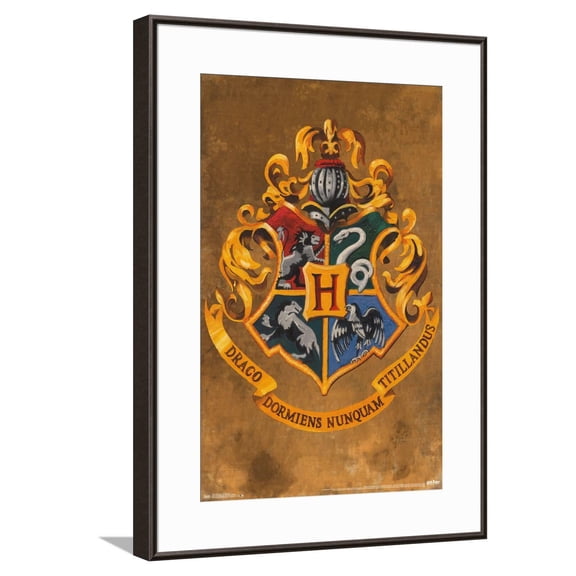 The Wizarding World: Harry Potter - Hogwarts Crest Canvas Wall Poster, 14.725" x 22.375"