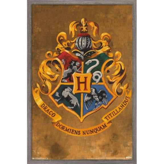 The Wizarding World: Harry Potter - Hogwarts Crest Wall Poster, 14.725" x 22.375", Framed