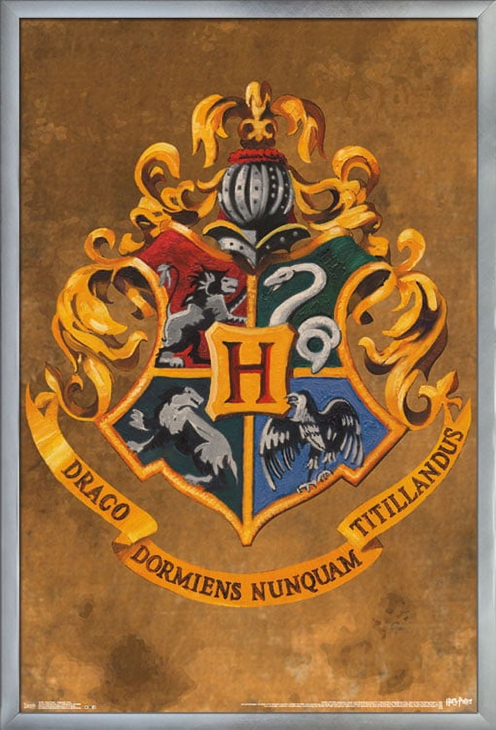 The Wizarding World: Harry Potter - Hogwarts Crest Wall Poster, 22.375" x 34", Framed