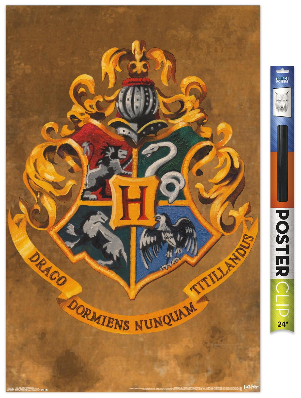The Wizarding World: Harry Potter - Hogwarts Crest Wall Poster, 22.375 ...