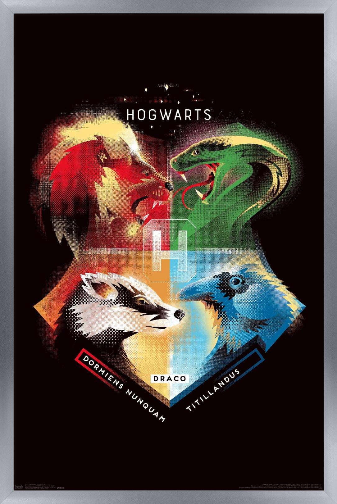 The Wizarding World: Harry Potter - Hogwarts House Crests Wall Poster, 14.725" x 22.375", Framed