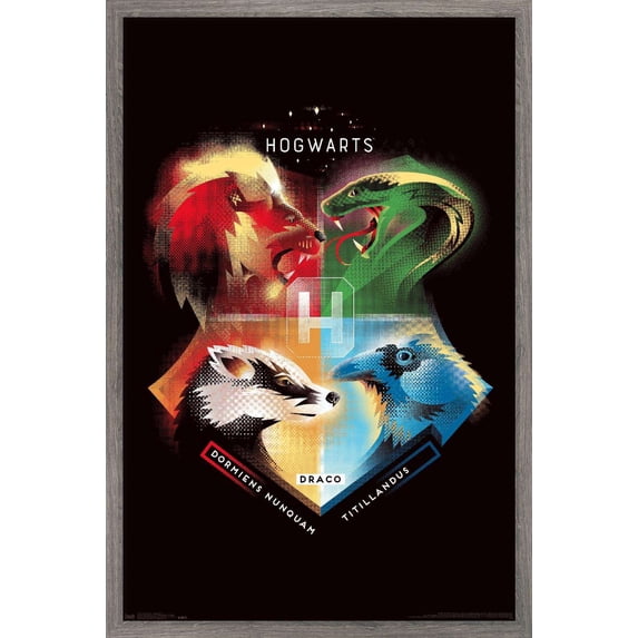 The Wizarding World: Harry Potter - Hogwarts House Crests Wall Poster ...