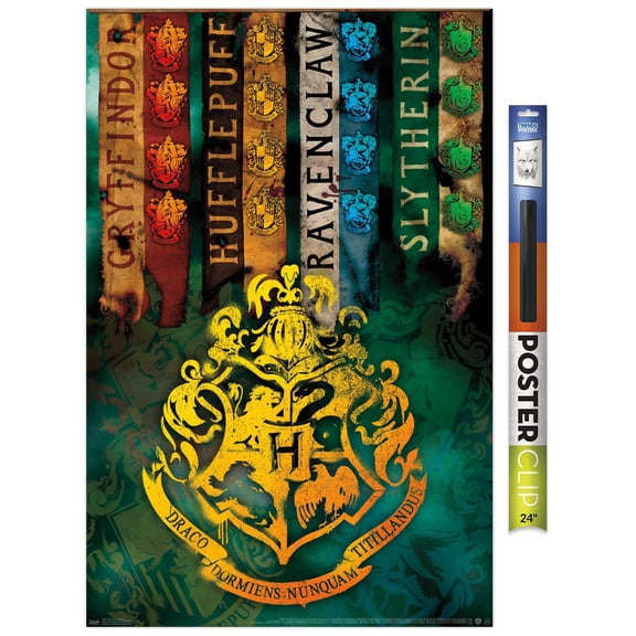 The Wizarding World: Harry Potter - House Crests Wall Poster, 22.375" x 34"
