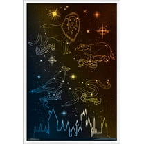 The Wizarding World: Harry Potter - Houses in the Stars Wall Poster, 22.375" x 34", Framed