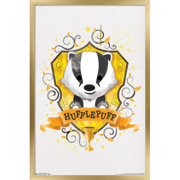 The Wizarding World: Harry Potter - Hufflepuff Charm Wall Poster, 22.375" x 34", Framed