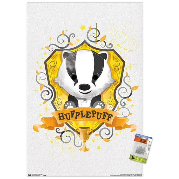 The Wizarding World: Harry Potter - Hufflepuff Charm Wall Poster with Push Pins, 22.375" x 34"