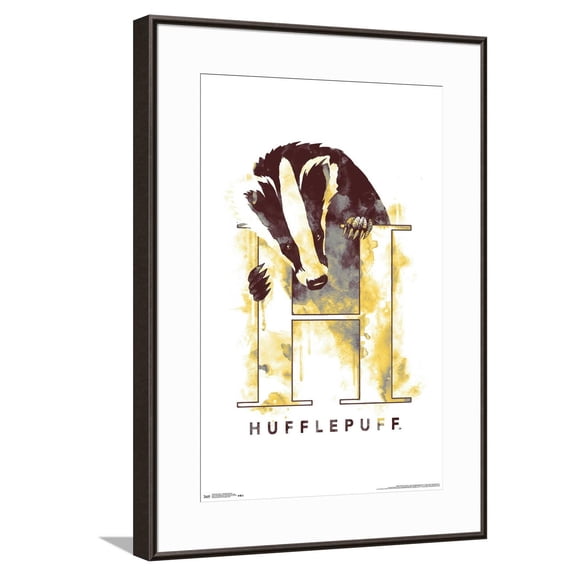 The Wizarding World: Harry Potter - Hufflepuff Illustrated House Logo Canvas Wall Poster, 14.725" x 22.375"