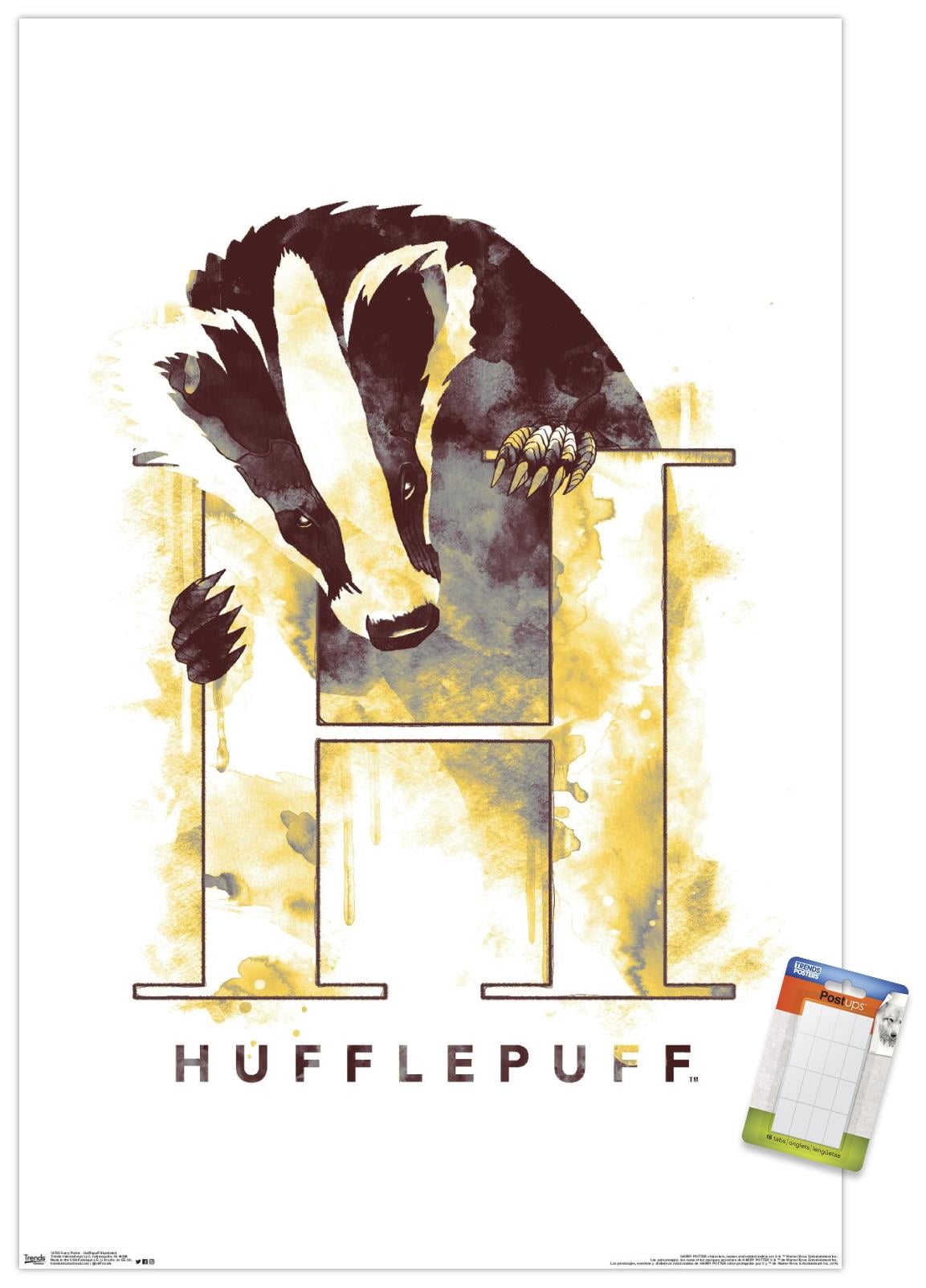The Wizarding World: Harry Potter - Hufflepuff Illustrated House Logo Wall Poster, 14.725" x 22.375"