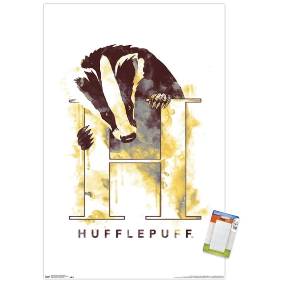 The Wizarding World: Harry Potter - Hufflepuff Illustrated House Logo Wall Poster, 22.375" x 34"