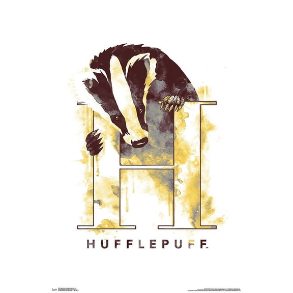 The Wizarding World: Harry Potter - Hufflepuff Illustrated House Logo Wall Poster, 22.375" x 34"