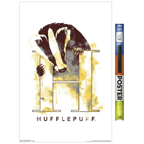 The Wizarding World: Harry Potter - Hufflepuff Illustrated House Logo Wall Poster, 22.375" x 34"