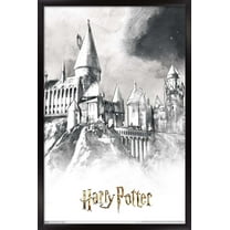 The Wizarding World: Harry Potter - Illustrated Hogwarts Wall Poster, 22.375" x 34", Framed