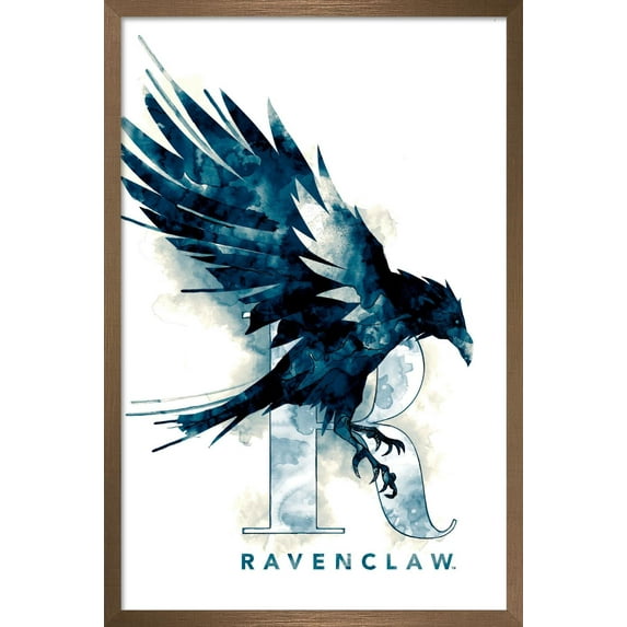 The Wizarding World: Harry Potter - Ravenclaw Illustrated House Logo Wall Poster, 22.375" x 34", Framed
