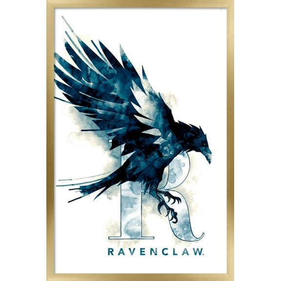 The Wizarding World: Harry Potter - Ravenclaw Illustrated House Logo Wall Poster, 22.375" x 34", Framed