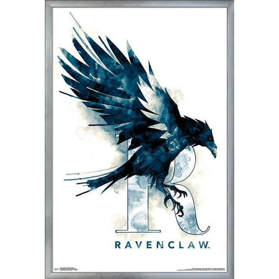 The Wizarding World: Harry Potter - Ravenclaw Illustrated House Logo Wall Poster, 22.375" x 34", Framed