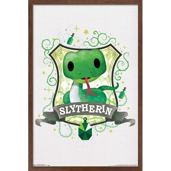 The Wizarding World: Harry Potter - Slytherin Charm Wall Poster, 14.725" x 22.375", Framed