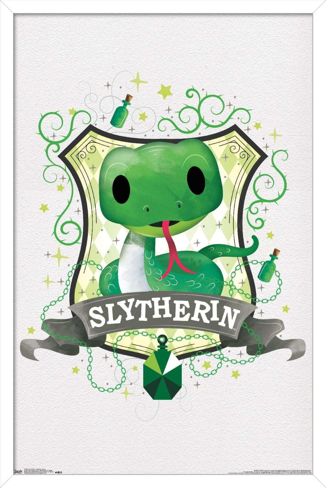 The Wizarding World: Harry Potter - Slytherin Charm Wall Poster, 14.725" x 22.375", Framed