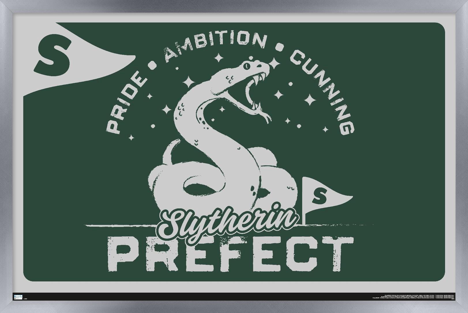 The Wizarding World: Harry Potter - Slytherin Clubhouse Crest Wall Poster, 14.725" x 22.375" Framed