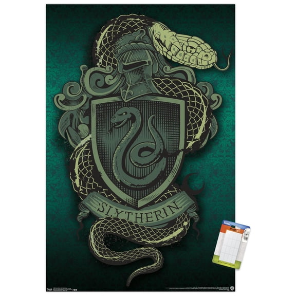 The Wizarding World: Harry Potter - Slytherin Snake Crest Wall Poster, 22.375" x 34"