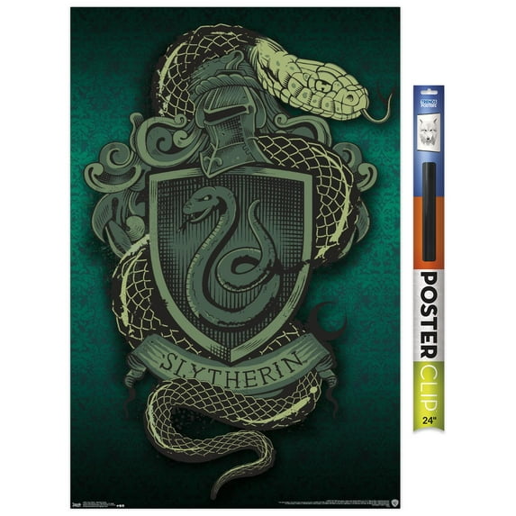 The Wizarding World: Harry Potter - Slytherin Snake Crest Wall Poster, 22.375" x 34"