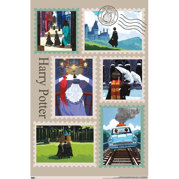 The Wizarding World: Harry Potter - Stamps Collage Wall Poster, 14.725" x 22.375"
