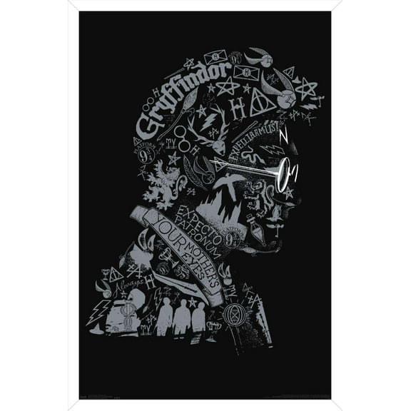 The Wizarding World: Harry Potter - Text Graphic of Harry Potter Wall Poster, 14.725" x 22.375", Framed