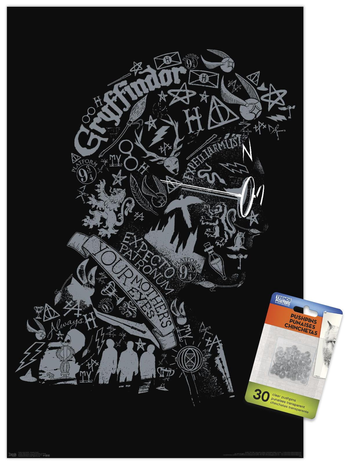 The Wizarding World: Harry Potter - Text Graphic of Harry Potter Wall Poster with Push Pins, 14.725" x 22.375"