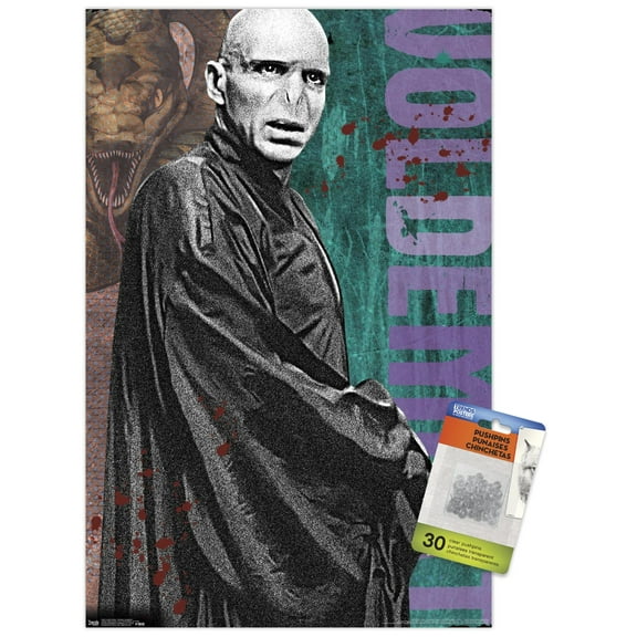 The Wizarding World: Harry Potter - Voldemort with Wand Wall Poster with Push Pins, 14.725" x 22.375"