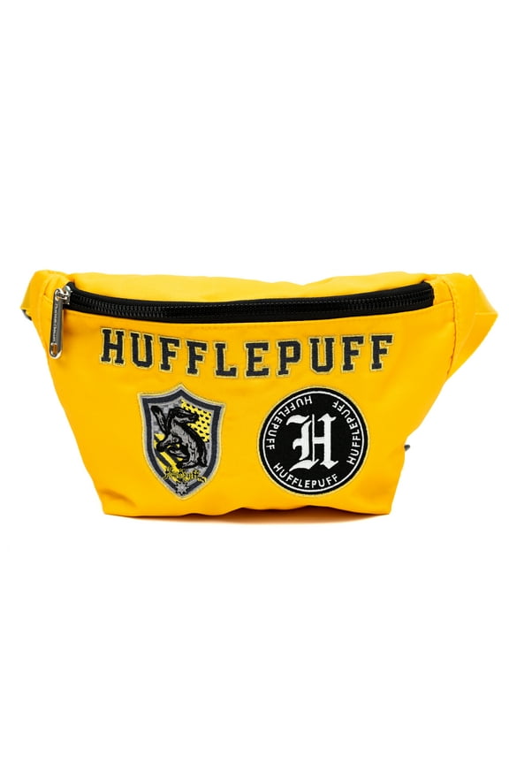 The Wizarding World of Harry Potter Bag, Fanny Pack Hufflepuff Patches Embroidered Yellow, Canvas