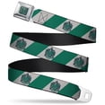 thumbnail image 1 of The Wizarding World of Harry Potter Belt, Seatbelt Buckle Belt, Slytherin Crest Diagonal Stripe Gray Green, 34 to 52 Inches, 1 of 9