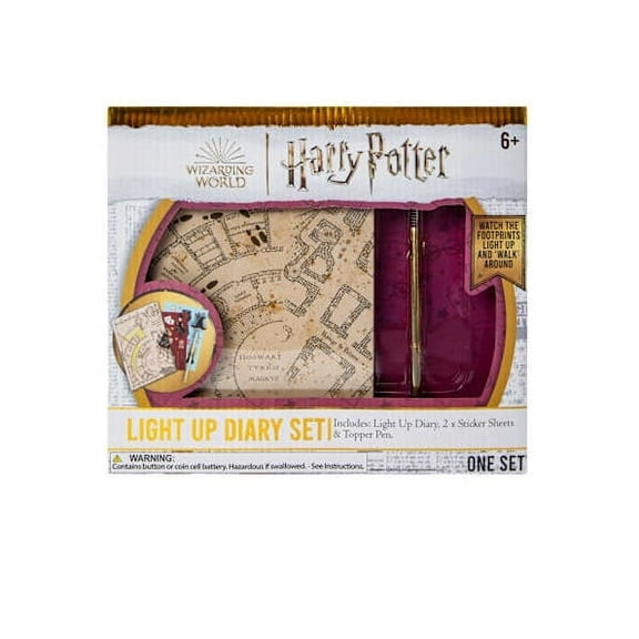 The Wizarding World of Harry Potter Light Up Marauders Map Diary Set - Includes Diary, 2 Sticker Sheets & Sorting Hat Pen