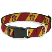 The Wizarding World of Harry Potter Pet Collar, Dog Collar Plastic Buckle, Gryffindor Crest Diagonal Stripe Gold Red, 7 to 8.5 Inches 0.5 Inch Wide