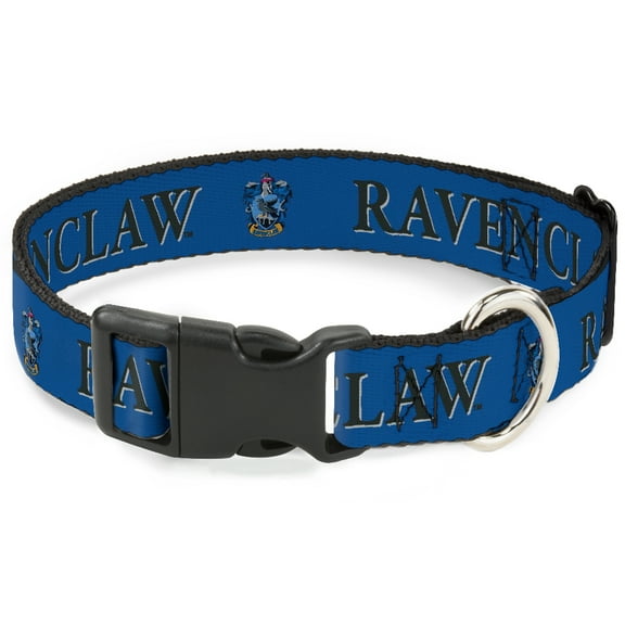 The Wizarding World of Harry Potter Pet Collar, Dog Collar Plastic Buckle, Harry Potter Ravenclaw Crest Blue Black, 7 to 8.5 Inches 0.5 Inch Wide