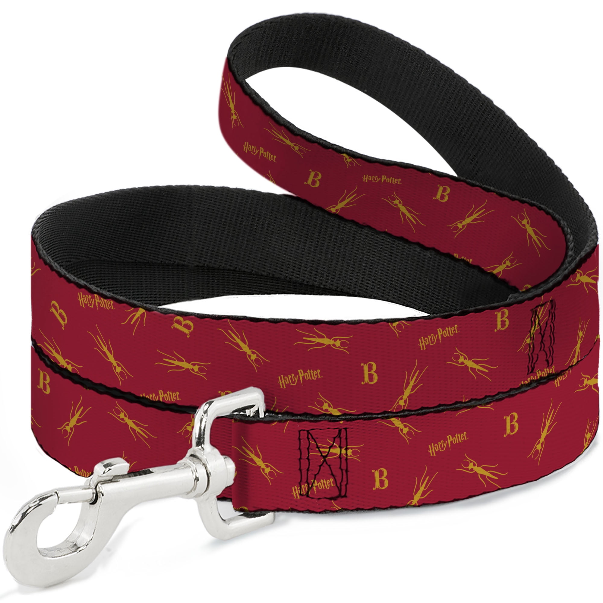 The Wizarding World of Harry Potter Pet Leash, Dog Leash, Harry Potter Butterbeer Logo and Insect Icon Red Yellow, 6 Feet Long 1.0 Inch Wide