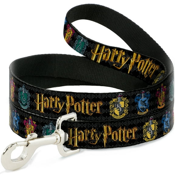 The Wizarding World of Harry Potter Pet Leash, Dog Leash, Harry Potter Hufflepuff Ravenclaw Gryffindor Slytherin Black, 4 Feet Long 1.0 Inch Wide