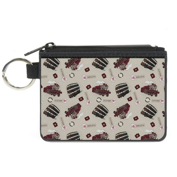 The Wizarding World of Harry Potter Wallet, Coin Purse, Harry Potter Hogwarts Express Knight Bus Collage Beige Reds, Canvas