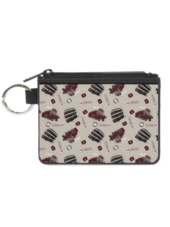 The Wizarding World of Harry Potter Wallet, Coin Purse, Harry Potter Hogwarts Express Knight Bus Collage Beige Reds, Canvas