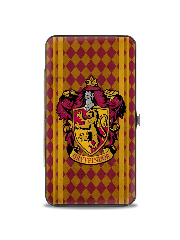 The Wizarding World of Harry Potter Wallet, Hinged, Gryffindor Crest Stripes Diamonds Red Golds, Vegan Leather