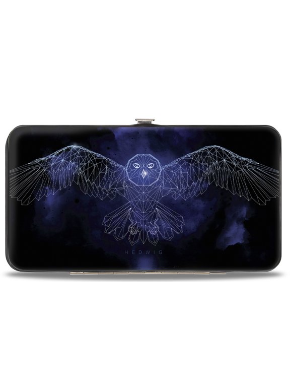 The Wizarding World of Harry Potter Wallet, Hinged, Harry Potter Hedwig Wings Pose Logo Black Purples White, Vegan Leather