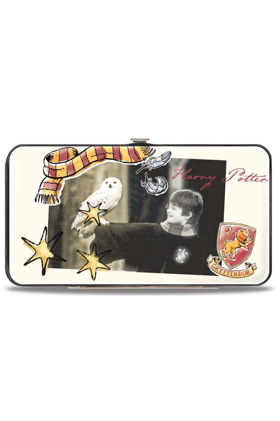 The Wizarding World of Harry Potter Wallet, Hinged, Harry Potter and Hedwig Vivid Scene and Icons Collage, Vegan Leather