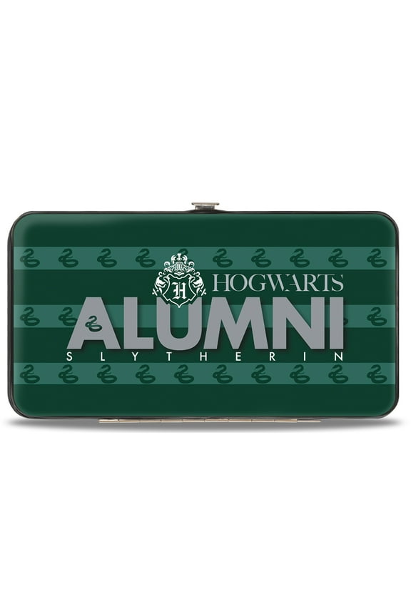 The Wizarding World of Harry Potter Wallet, Hinged, Hogwarts Alumni Slytherin Initial Monogram Snake Icon Greens, Vegan Leather