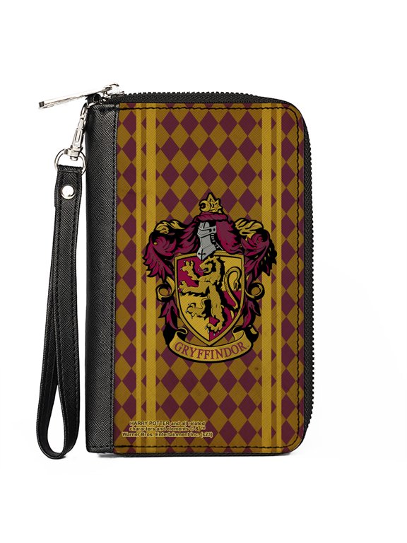 The Wizarding World of Harry Potter Wallet, Zip Around, Gryffindor Crest Stripes Diamonds Red Golds, Vegan Leather