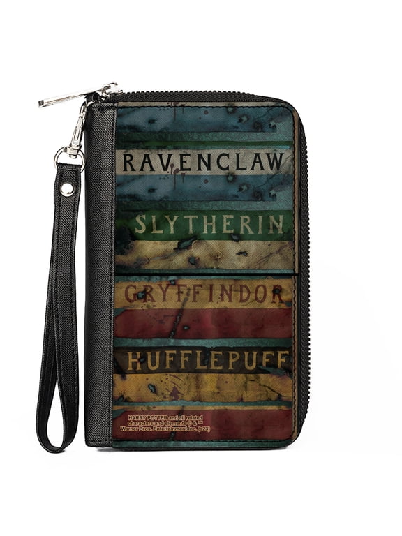 The Wizarding World of Harry Potter Wallet, Zip Around, Gryffindor Hufflepuff Burnt Banners, Vegan Leather